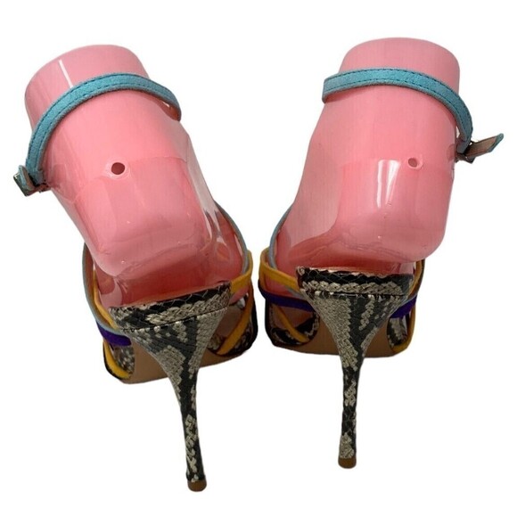 Schutz Multi Color Lizard Print Ankle Strap Open Toe Stiletto Size 5.5B NEW - Picture 4 of 9